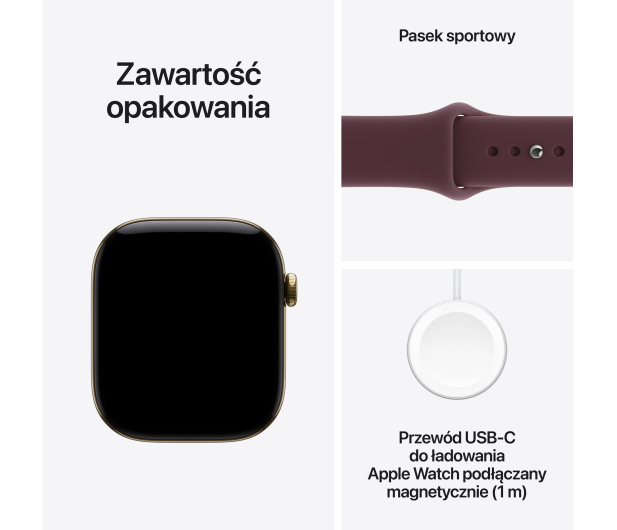Apple Watch 12 42/Żywe złoto Tytan/Burgundowy Pasek S/M 5G - 1594079 - zdjęcie 7